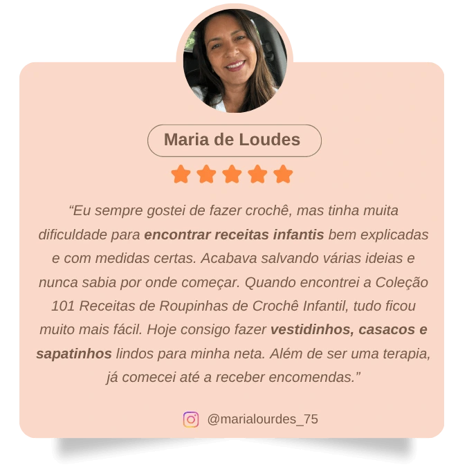 Depoimento WhatsApp sobre resultado com roupinhas de crochê