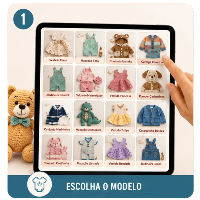 Escolha o modelo de roupinha infantil de crochê
